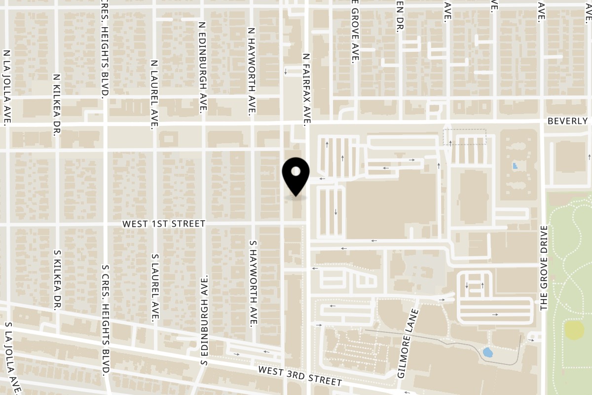 Map showing the location of Chao Krung Thai on 111 N Fairfax Ave in Los Angeles